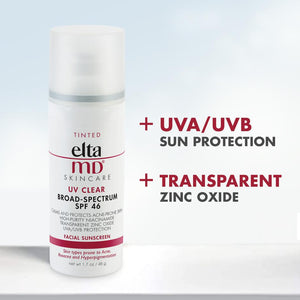MyExceptionalSkinCare.com brings you Elta MD UV Clear Broad Spectrum SPF46 Sunscreen that protects from UVA and UVB rays and also has Zinc Oxide.